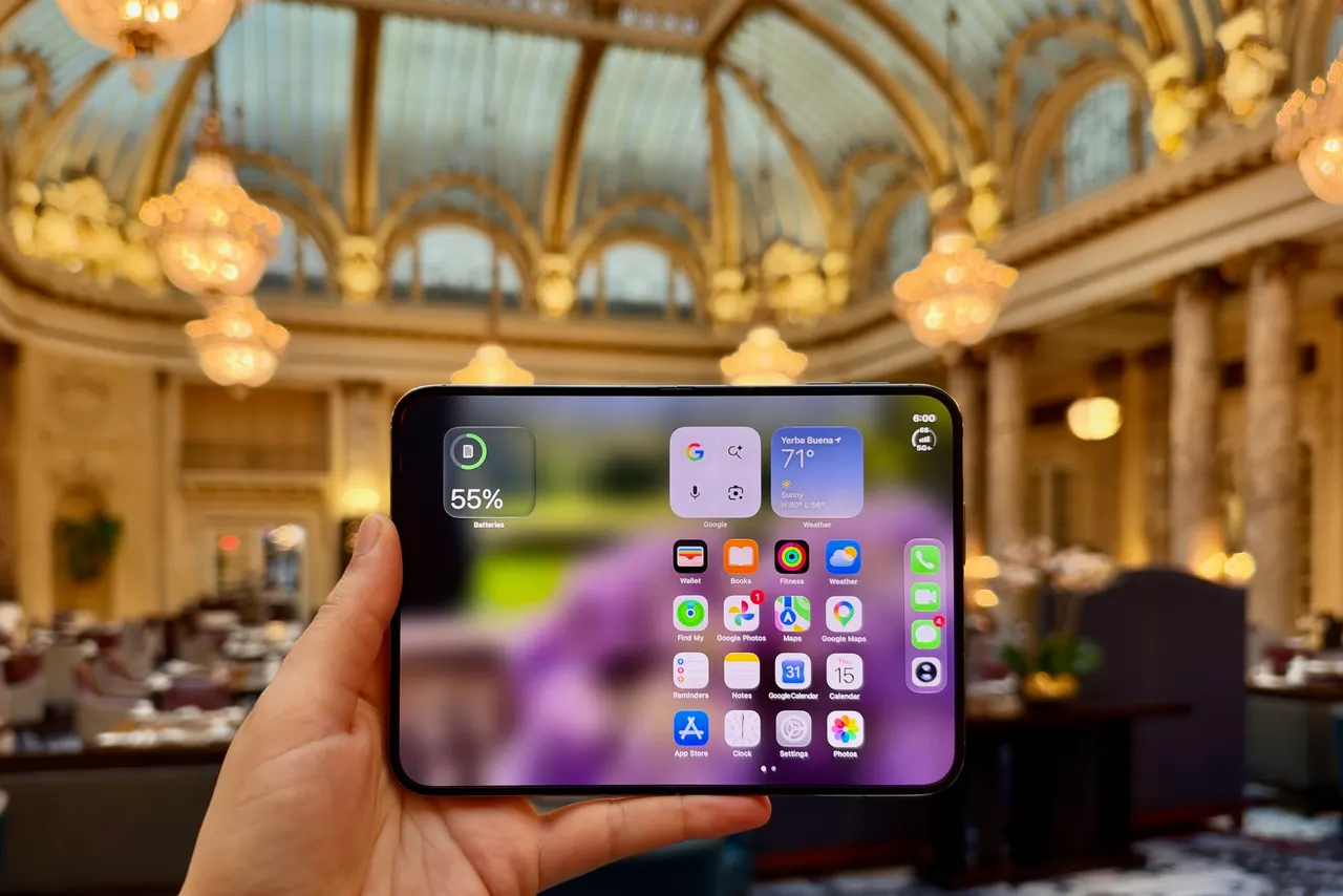 Apple iPhone Duo foldable phone shown open on a table ahead of its Friday launch