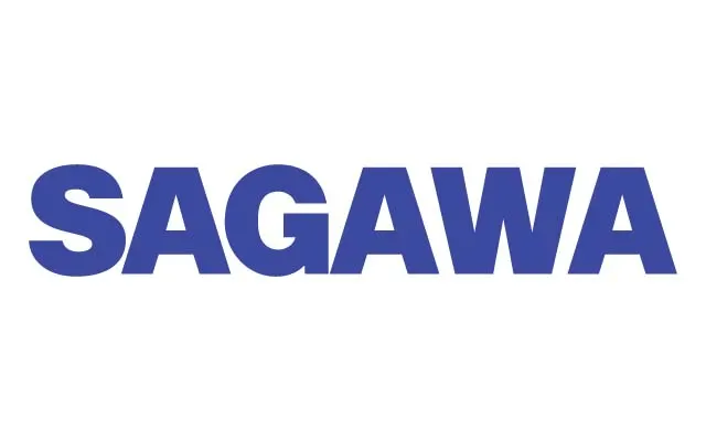 A Sagawa Express delivery truck parked outside a logistics facility in Japan.