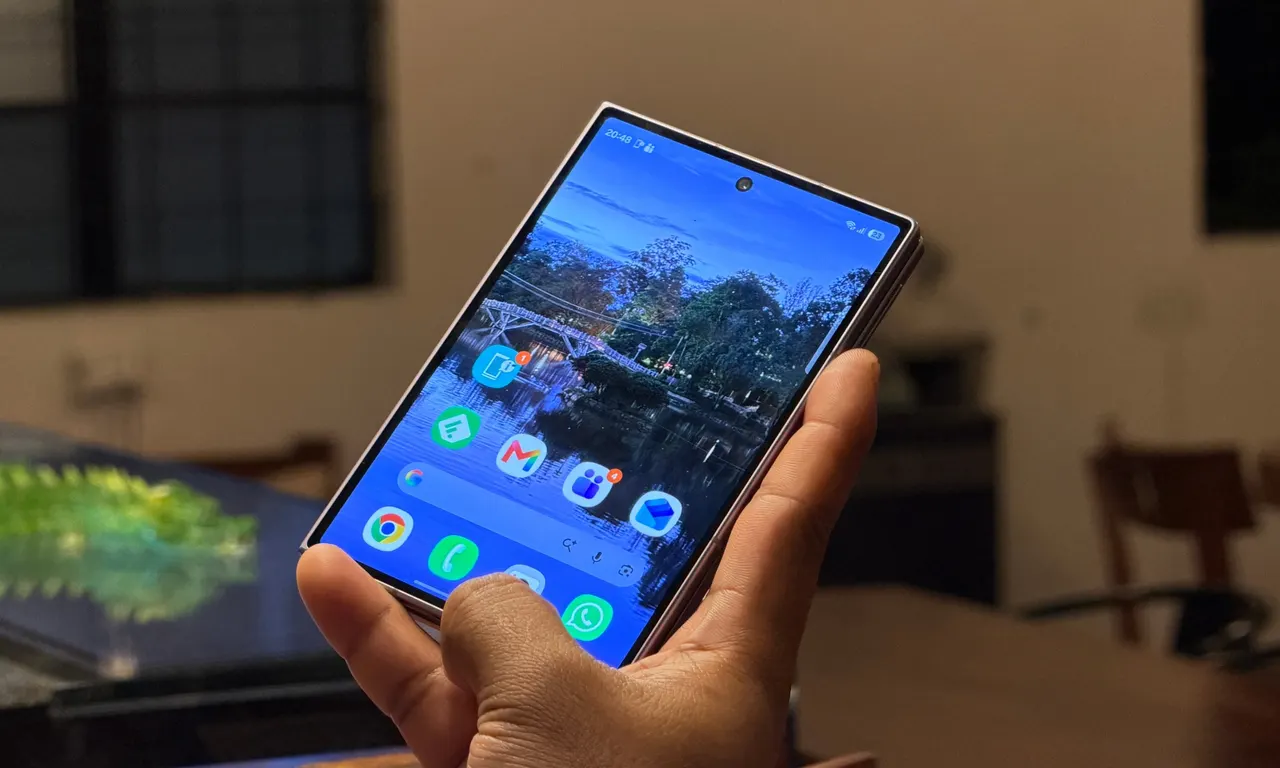 Samsung Galaxy smartphone displaying a software update screen for One UI 9.