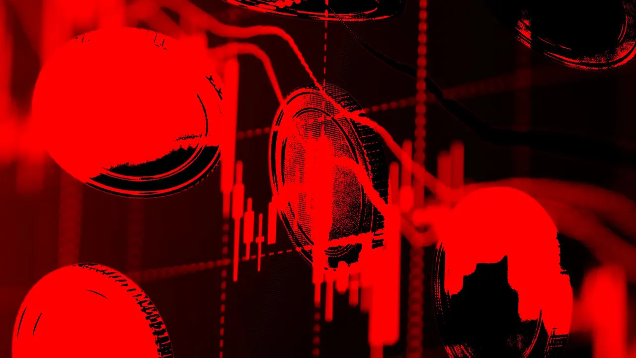 A bitcoin price chart showing a sharp dip below the $80,000 level, with red candles indicating long liquidations.