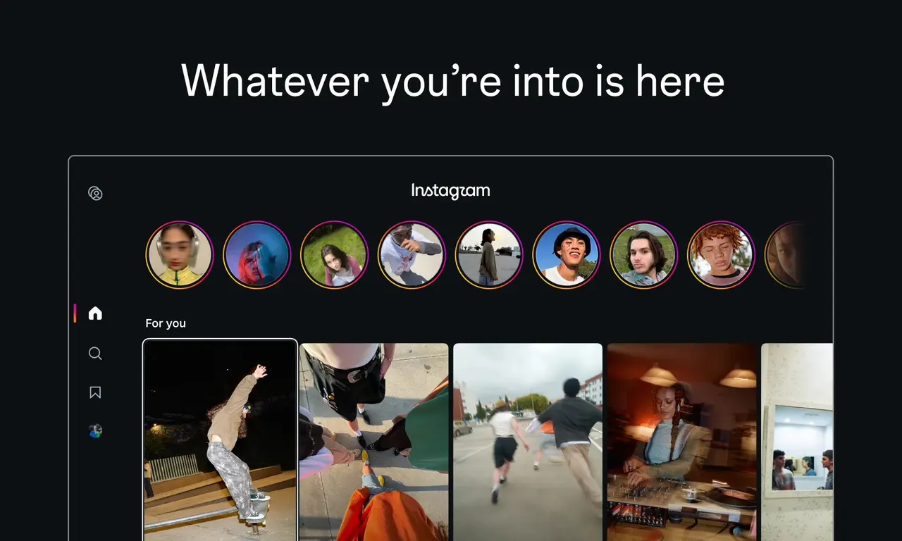 Instagram Reels playing on a television screen connected to an Apple TV box in a living room.