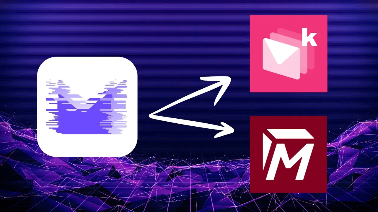 Illustration of an email envelope with a padlock between the logos of two European secure email services.