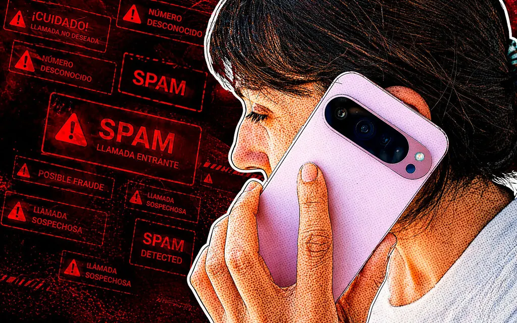 Smartphone showing a blocked spam call warning on the screen, symbolizing network-level fraud protection.