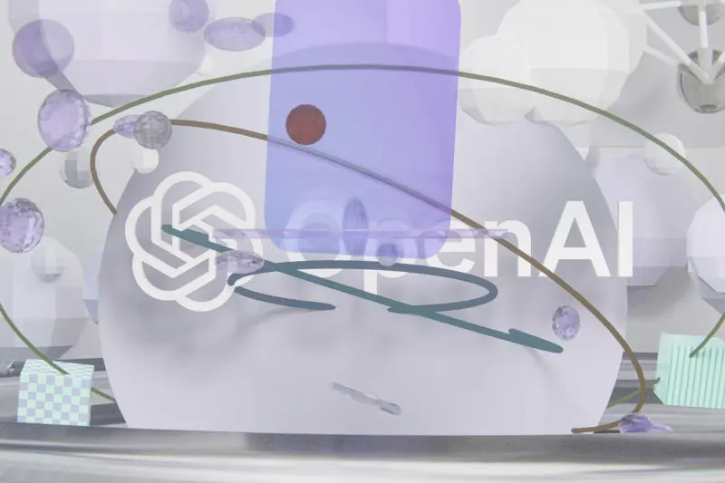 OpenAI logo on a screen beside a downward-trending investment chart, symbolizing the funding shortfall.