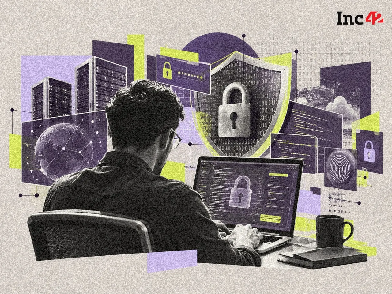Padlock over a digital data stream symbolizing a bank data leak investigation in India