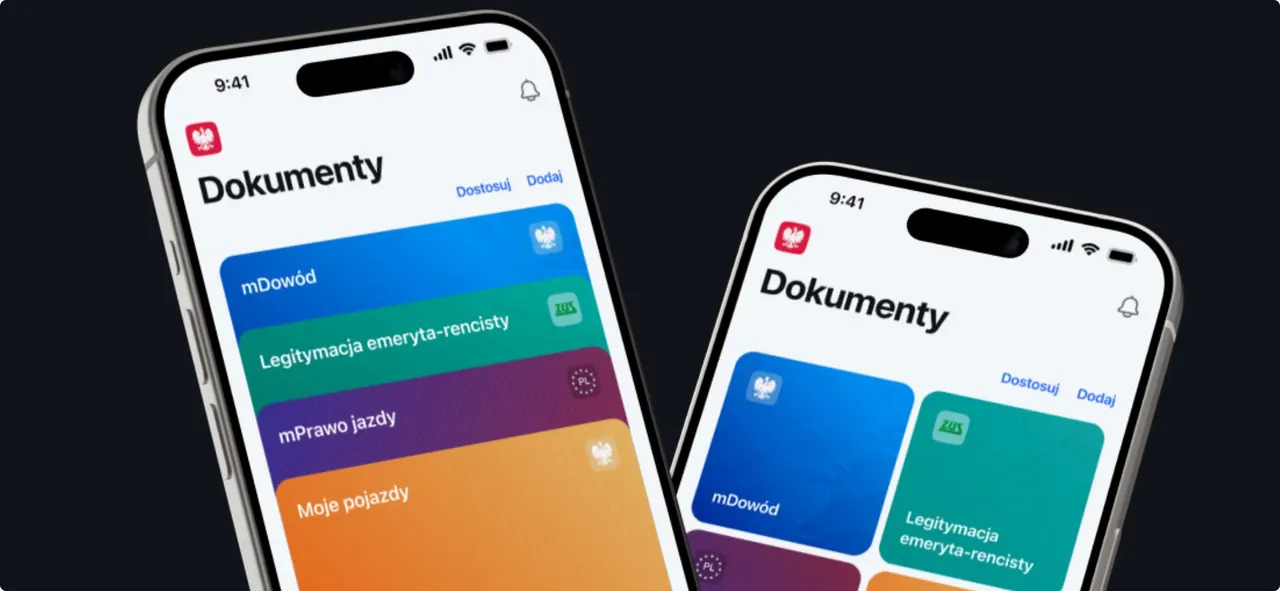 Smartphone showing the mObywatel government app interface in Poland.