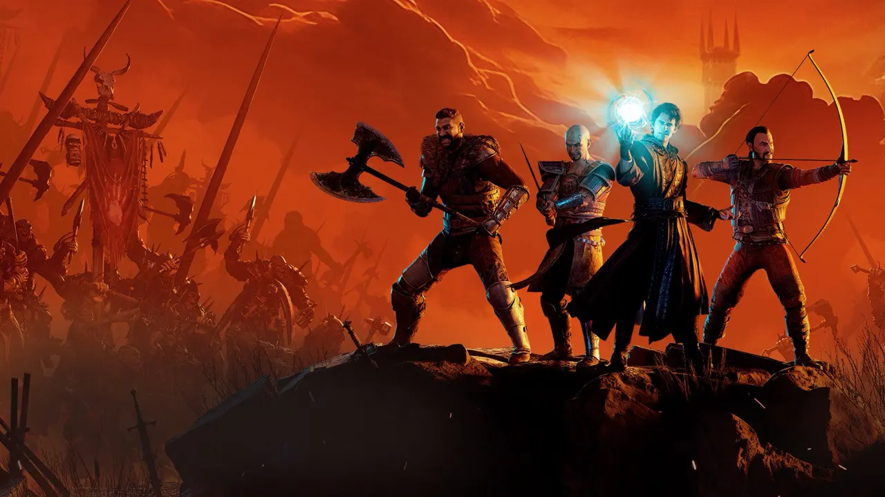 A medieval fantasy role-playing game scene with a lone warrior overlooking a rugged colony, illustrating Gothic 1 Remake and its new mod support.