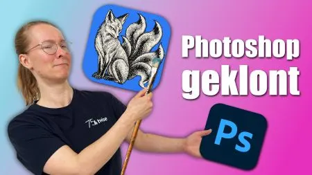 A laptop screen showing an image editor interface that resembles Photoshop, built as an AI-generated clone.