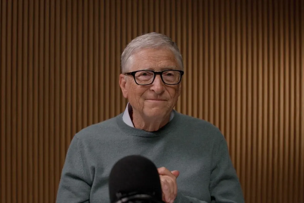 Bill Gates speaking during an interview about the need for mandatory artificial intelligence safety rules.